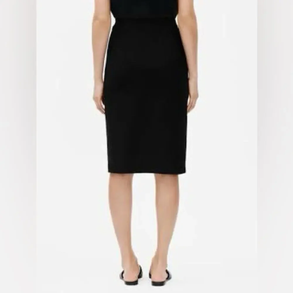 Eileen Fisher System Stretch Crepe Pencil Skirt Black Small Below Knee